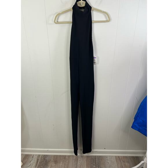 NWT Edikted Women's Black Aero Open Back Halter Sleeveless Jumpsuit Size Medium - Picture 4 of 8
